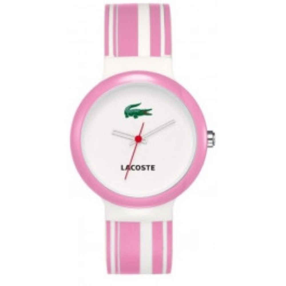 Lacoste Pink and White Watch With Silicone Strap